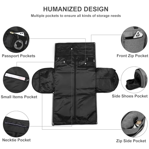 Rolling Garment Bag,Rolling Duffle Bag with Wheels Rolling Garment Bags for Travel with Shoe Pouch Carry On Bag Weekender Bags Garment Duffel Bag for Women-Grey - color: A1-Grey-2P