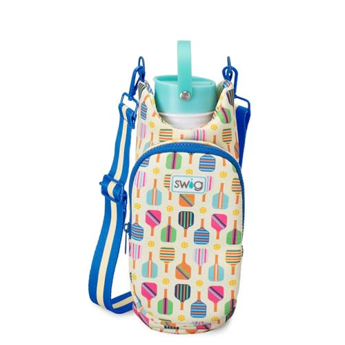Swig Life Water Bottle Sling Bag, Water Bottle Holder with Adjustable Strap, Carrier Bag with Zippered Phone Pocket, Holds 36oz (Pickleball) - color: Pickleball