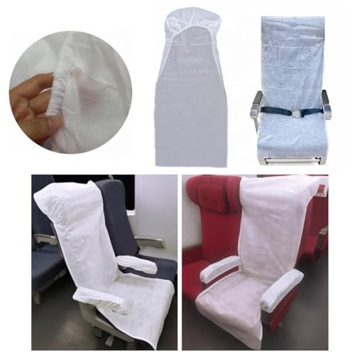 10 Pack Airplane Seat Covers Disposable Train Seat Cover with Armrest Sleeve for Oversea Flight Travel Essencials Trip Bus Seats Rental Car Seat Long Flight Airline Theatre Cinema Public Seats