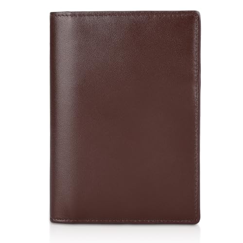 Polare Slim RFID Blocking Leather Passport Holder Travel Bifold Wallet For Men (Coffee) - color: Coffee