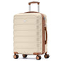 Flight Knight 24x16x10 Expandable Carry On Suitcase Hardside TSA Lock USB C Lightweight Luggage Silent Double Spinner Wheels Maximum Overhead Carry-On Bag For Virgin South West Approved Cream/Tan - color: Cream/Tan, size: 24x16x10"