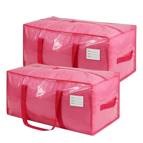 VTSVTS 2 Pack Extra Heavy Duty Large Moving Bags with Comfortable Handle & Strong Zipper,Storage Totes for Space Saving Moving Storage College Supplies Alternative to Moving Box,Pink - color: Jelly Pink, size: 2 Pcs