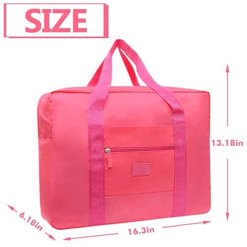 Travel Duffel Bag 2 PCS Carry on Luggage Bag Foldable Travel Tote Bag Waterproof Sports Gym Bag Lightweight Large Weekender Overnight Bag for Women and Men (Blue+Red) - color: Blue+Red