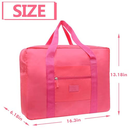 Travel Duffel Bag 2 PCS Carry on Luggage Bag Foldable Travel Tote Bag Waterproof Sports Gym Bag Lightweight Large Weekender Overnight Bag for Women and Men (Blue+Red) - color: Blue+Red