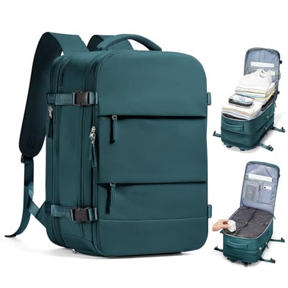 wepadre Vacuum Travel Backpack with Pump Travel Backpack with Vacuum System Expandable Vacpack Compression Backpacks for Travel Easy Vac Pack Carry on Luggage - color: Peacock Blue