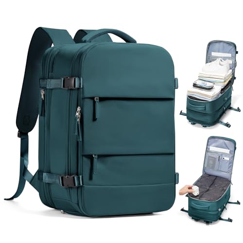 wepadre Vacuum Travel Backpack with Pump Travel Backpack with Vacuum System Expandable Vacpack Compression Backpacks for Travel Easy Vac Pack Carry on Luggage - color: Peacock Blue