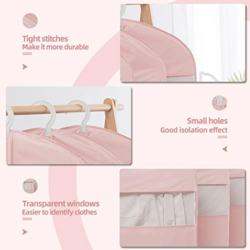 MARMINS Pink Dress Bags for Gowns Long, 65'' Long Dress Clear Garment Bag(Set of 2, 23.3'' X 65'') - size: 23.3" x 65" 2 Pack Pink