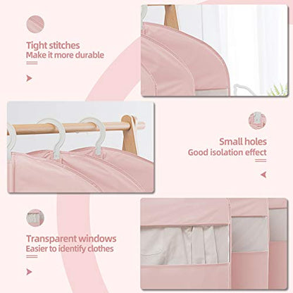 MARMINS Pink Dress Bags for Gowns Long, 65'' Long Dress Clear Garment Bag(Set of 2, 23.3'' X 65'') - size: 23.3" x 65" 2 Pack Pink