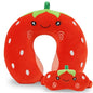 Kids Neck Pillow for Travel with Sleep Eye Mask, Cute Travel Neck Pillow, Memory Foam Flight Sleeping Headrest Pillow for Boys & Girls, Airplane, Train, Car, Home Use - Red Strawberry - color: Red Strawberry