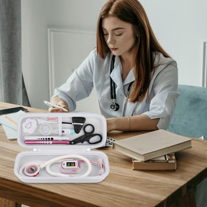BOVKE Stethoscope Case for 3M Littmann Classic III Monitoring, Lightweight II S.E, MDF Acoustica Stethoscopes, Extra Room fits Nurse Accessories Medical Equipment and Nursing School Essentials, White - color: White