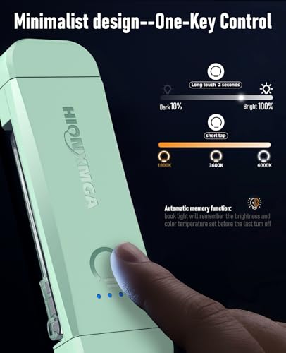 HIONXMGA Book Reading Light,Silent Touch Books Lamp for Reading in Bed,Rechargeable Clip on Booklight with 3 Amber Colors & 7 LEDs Precise Dimming for Eye Caring Night Reading,Book Lovers,Kids,Mint - color: Mint