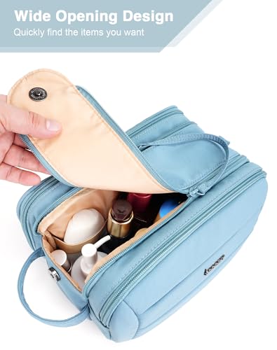 Toiletry Bag for Men & Women, Cruise Ship Travel Essentials, Shaving Dopp Kit with Dry and Wet Separation, Water-resistant Bathroom Cosmetic Organizer Bag, Makeup Accessories with Trolley Belt, Blue - color: Blue