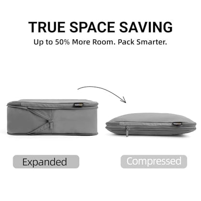 4 Piece Compression Packing Cubes for 3–7 Day Travel, Space Saving Travel Organizers with Breathable Mesh, Double-Zipper Packing Cubes for Carry-On & Suitcases (Silver) - color: Silver