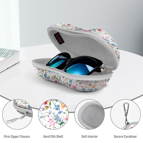 FINTIE Sunglasses Case, Hard EVA Shell Shockproof Sport Glasses Case with Metal Carabiner Travel Zipper Eyeglasses Holder - color: Z-flower Fantasy