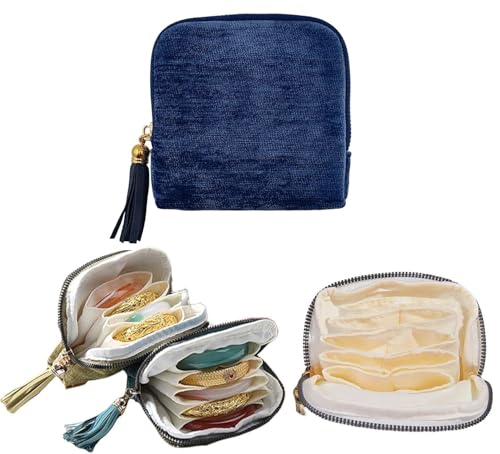 Small Portable Jewelry Travel Case Jewelry Pouch Bags with Tassel Zipper Soft Mini Jewelry Roll Organizer Storage Bag for Necklaces Bracelets Earrings