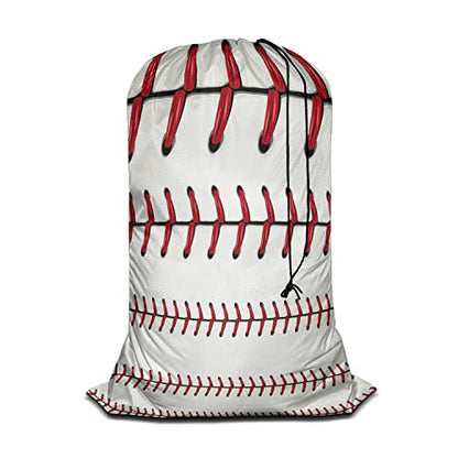 Swono 1 Pack Laundry Bag, Softball Baseball Red Lace Over White Background 28x40 Inches Rips & Tears Resistant Large Dirty Clothes Storage Bag, Heavy Duty Laundry Hamper Liner for Home - color: Softball
