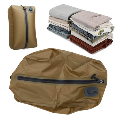 ITEFDTUTNE Travel Vacuum Bags with Built in Pump, 20L Rechargeable Folding Vacuum Storage Space Saver Bags Compression Packing for Clothes Comforters Luggage Travel (Khaki) - color: Khaki