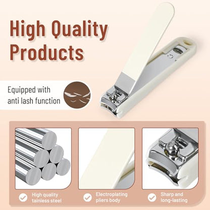 Nail Clipper Set for Men and Women, 7 Pcs Toenail Clippers, Stainless Steel Fingernail Clipper, and Travel Case Manicure Set, Gift Ideas (Beige) - color: Beige