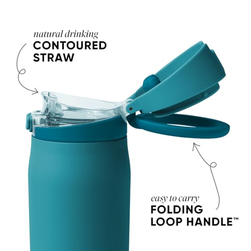 Simple Modern Mesa Loop Water Bottle with Covered Straw and Handle | 24oz Cup Holder Friendly Insulated Stainless Steel Bottles for Travel, Sports and School | Maui - color: -Maui, size: 24 Ounces