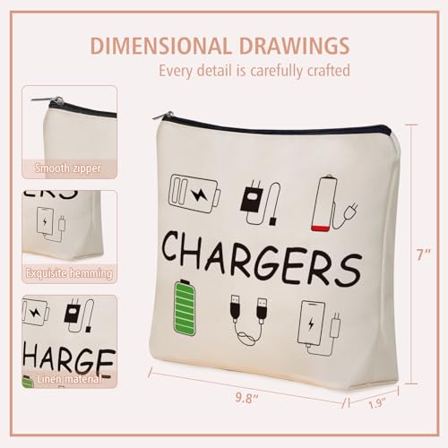 Charger Makeup Bag: Charging Cord Electronics Accessories Themed Cosmetic & Toiletry Organizer Pouch For Teen Girls & Women.Ideal Gift For Travel, Birthdays, & Christmas. - style: Chargers
