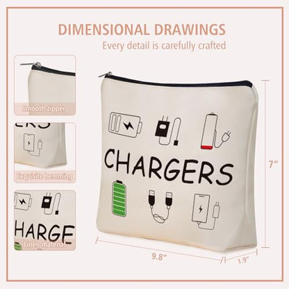 Charger Makeup Bag: Charging Cord Electronics Accessories Themed Cosmetic & Toiletry Organizer Pouch For Teen Girls & Women.Ideal Gift For Travel, Birthdays, & Christmas. - style: Chargers