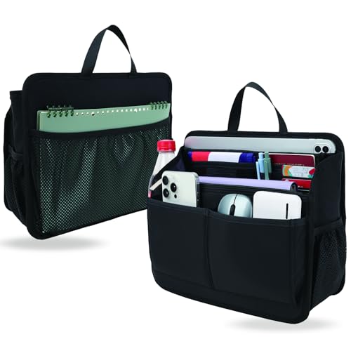Small Rugged Organizer Insert for Briefcase Tote Shoulder Messenger Bag-19 Pockets,Padded Water-repellent Nylon-Black - color: Black, size: Small