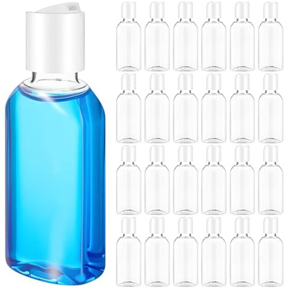 Domensi 24 Pcs Plastic Bottle Squeeze Containers with Disc Cap Travel Bottles Reusable Empty Toiletries Shampoo Containers Refillable Travel bottles for Shampoo Lotions (2oz,White) - color: White, size: 2oz