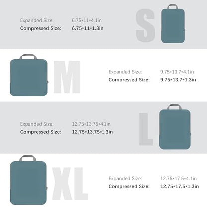 PANDA JOYS 4 Set Compression Packing Cubes Travel - Travel Accessories Expandable Packing Organizers for Carry On - Essentials Luggage Bags - Dark Blue - color: Dark Blue