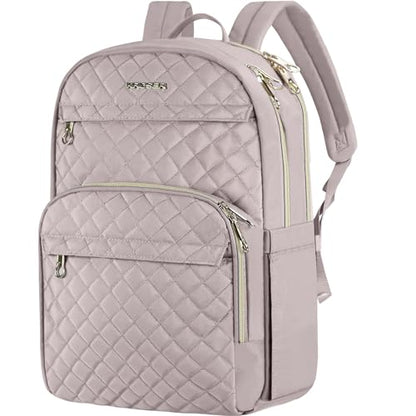 KROSER Laptop Backpack for Women 15.6 Inch Stylish Daypack with USB Charging Port, Water-repellent Nylon Backpack for Travel/Business, Dusty Pink - color: Dusty Pink