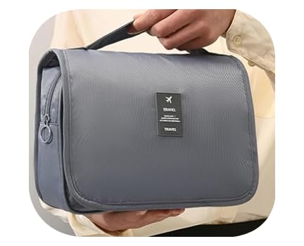 Foldable Hanging Travel Toiletry Bag - Waterproof Portable Cosmetic Organizer with Hanging Hook | Compact Small Hanging Toiletry Bag, Multi-Pocket for Travel/Business Trip/Camping