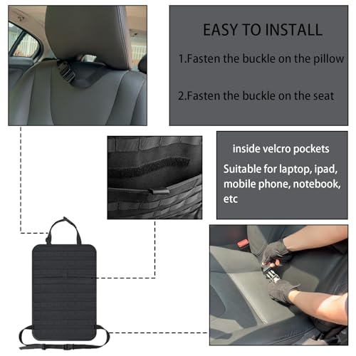 8 Pack Tactical Molle Car Seat Back Organizer Vehicle Panel with 7 Detachable Molle Pouch for Car Truck Ford Jeep Vehicle Automotive Organizer For Man Combined On Demand (7 Pouches) - style: 7 Pouches