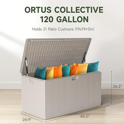 120-Gallon Heavy-Duty Deck Box, Constructed with Double-Wall Waterproof Resin and featuring a Lockable Lid with UV Protection for Ultimate Outdoor Storage (Gray)