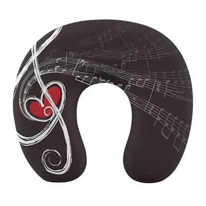 Treble Love and Music Travel Pillow Neck Rest Memory Foam U-Shaped Pillow Soft Comfortable Travel Neck Pillow Sleeping Rest Cushion Travel Accessories for Airplane Car Office