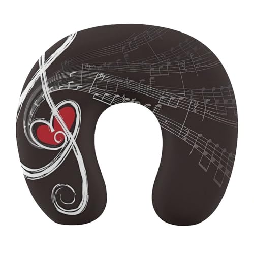 Treble Love and Music Travel Pillow Neck Rest Memory Foam U-Shaped Pillow Soft Comfortable Travel Neck Pillow Sleeping Rest Cushion Travel Accessories for Airplane Car Office