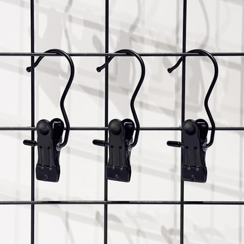 Hangers Clips,Stainless Hooks for Closet Hooks,Heavy Duty Clothespins Laundry Hanging Hooks,Travel Portable Clothes,Boot Tall Towel Hats Socks Pants and Bras (10, Matte Black) - color: Matte Black