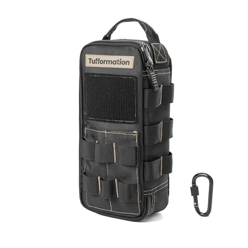 Tufformation Heavy Duty Small Tool Bag Pouch Portable Utility Organizer Case with Zipper Handle. Perfect for EDC, Motorcycle, Road Bike, Electricians & More - color: Black