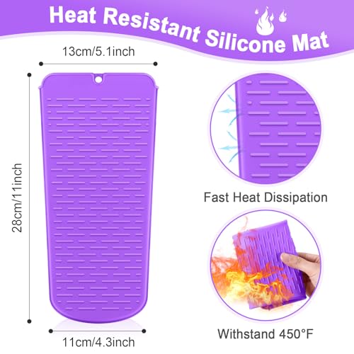 Shappy 2 Pcs Heat Resistant Hair Tools Bag Curling Iron Travel Case Cover Neoprene Flat Iron Holder Travel Case and Silicone Mat Pouch for Hot Hair Tools Storage Organizer(Mandragora) - style: Mandragora