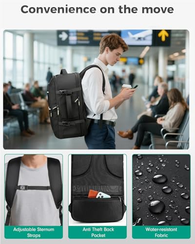 Vancropak Travel Personal Item Backpack for Spirit Airlines with Shoe Compartment Removable, 18x14x8 TSA Approved Underseat Carry on Backpack, Large Luggage Suitcase Bag Fit 17.3" Laptop, Black - color: Black