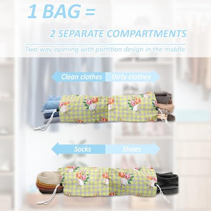 7 Piece Travel Compression Packing Cubes - Toiletry Kit Foldable Organizer Bags for Efficient Suitcase Packing - gingham print with lovely floral (Travel Essentials) - color: Black-1