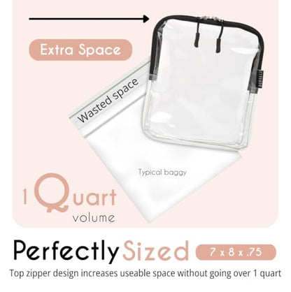 BORSALI TSA Approved Toiletry Bag - Clear Quart Size for 3-1-1 LIquids for Carry On Travel - Toiletries Organizer - Cosmetic Pouch with Zipper - Travel Accessories - 2 Pack | Quart Size for 3-1-1 Liquids, Carry On Travel, Cosmetic Pouch with Zipper, Toile