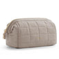 BAGSMART Makeup Bag Travel Toiletry Bag, Puffy Padded Make Up Bags for Women Makeup Organizer Case, Wide-open Pouch Purse Travel Essentials Toiletries Accessories Brushes, Camel - color: 09-Greige