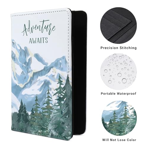 PDE-QUNLIAN Passport Book Holder Passport Wallet for Children Passport Holder for Kid Passport Cover for Boy and Girl Passport Case Passport Books Holder 1 PCS (6x4IN) - color: Snowy Mountain-1pcs