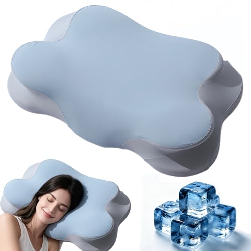 Mellow Cloud Pillow, Ergonomic Memory Foam Cloud Align Pillow for Neck Support, Mellow Sleep for Sleeping Side, Back, and Stom (Blue) - color: Blue