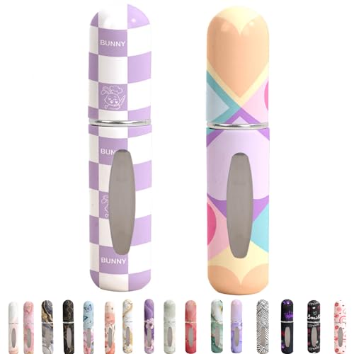 5ml Perfume Atomiser Refillable Bottles Portable Mini Spray Travel Bottle Easy to Refill Empty Atomizer Bottle for Purse Handbag Pocket Luggage,Bright Color (Fashion Geometry) - color: Fashion Geometry