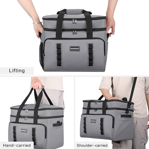 Hulongo Insulated Soft Cooler Bag, Large Ice Coolers Soft Sided Ice Chest for Beach, Collapsible and Portable - color: gray (60 CAN Xlarge)