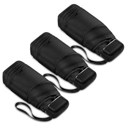 Mini Umbrella - Compact, Waterproof Travel Umbrella for Light Rain, Suitable for Women's Purse and Pocket - color: 03.Black-3Pack