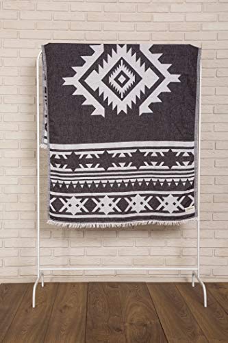 Bersuse 100% Cotton Cozumel Turkish Towel Beach Towel Bath Towel Dual Layer Peshtemal Beach Blanket Beach Essentials - 39x71 Inches, Black - color: Black3