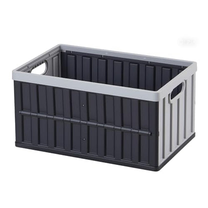 VEVOR Plastic Collapsible Storage Bins with Lids, 65L 2 Packs, Stackable Folding Storage Crates with Handles, Holds 84 lbs Per Bin, Heavy Duty Containers, Space-Saving Baskets, for Home Organizing