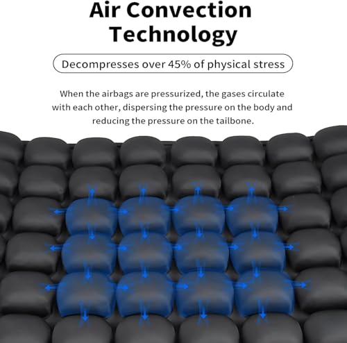 Travel Cushion Airplane Seat,Portable Inflatable Seat Cushion for Long Flights, Car Seat, Office Chairs, and Wheelchair (42 Air Bag with Air Pump and Storage Bag)
