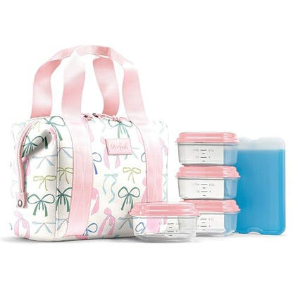 Fit & Fresh Remi Lunch Bag for Women Work – Neoprene Lunch Tote with Containers & Ice Pack, Reusable Meal Prep Lunch Box, Large Capacity, Machine Washable, Dainty Bows - color: Dainty Bows